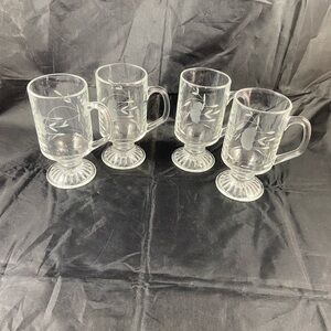 Vintage Princess House Heritage Irish Coffee 4 Footed Glasses Mugs Cups 5.5” T